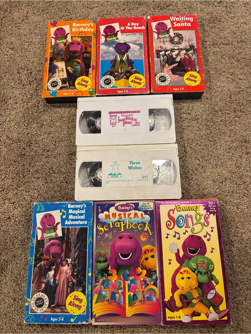 VTG Barney VHS Lot of 8 - Backyard Gang Tapes Santa Birthday Beach Songs Rare
